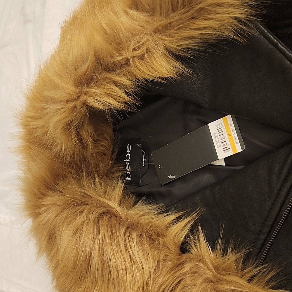 Bebe black leather jacket